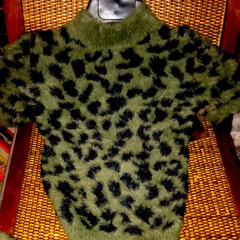 Olive and Black Animal Print Fuzzy